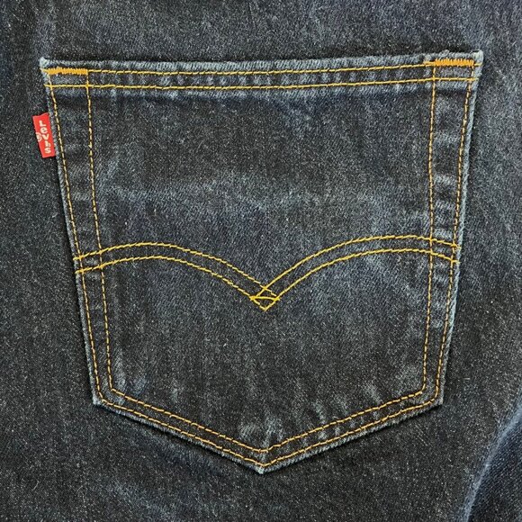 Levis 505 Mens Straight Leg Jeans W38 L30 Dark Blue Denim VGUC *See Description - Picture 9 of 16